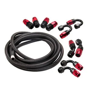 O'Reilly Auto Parts – AN8 -8AN Fitting Swivel Stainless Steel Braided Oil Fuel Hose Line Bundle 16FT Red
