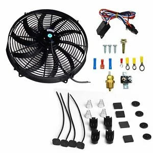 O'Reilly Auto Parts – 16" 3000+CFM Black Electric Radiator Fan Thermostat Wiring Switch Relay Bundle US