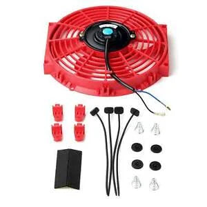 O'Reilly Auto Parts – 10" Red Slim Fan Push Pull Electric Radiator Cooling 12V Mount Universal Bundle