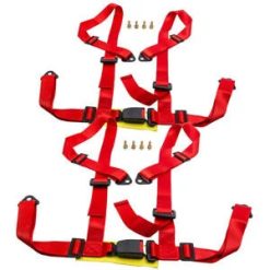 O'Reilly Auto Parts – Pair Universal 4 Point Buckle Racing Seat Belt Safety Harness w/ Buckle Red