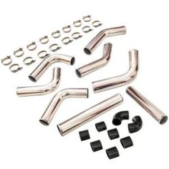 O'Reilly Auto Parts – 3" 76mm Universal Aluminum Intercooler Turbo Pipe Bundle + Black Hose+ Clamps