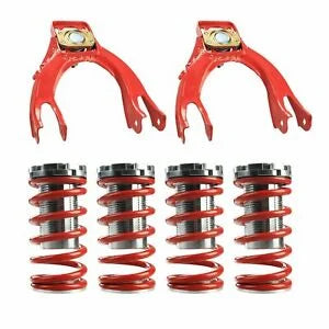 O'Reilly Auto Parts – 0"-3" Scaled Coilover Front Camber Suspension Bundle for 88-91 Honda Civic Crx Red