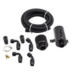 O'Reilly Auto Parts – Aluminum Baffled Motor Engine Oil Catch Can 0.75L W/ 45 Degree Hose Fitting