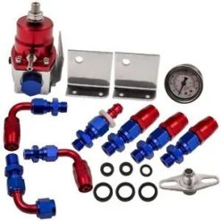 O'Reilly Auto Parts – Universal 0-100 Psi Adjustable Fuel Pressure Regulator W/ Red Gauge -6AN Fitting