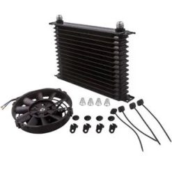 O'Reilly Auto Parts – 15 ROW AN10 Universal Aluminum Engine Oil Cooler 7" Black Cooling Fan