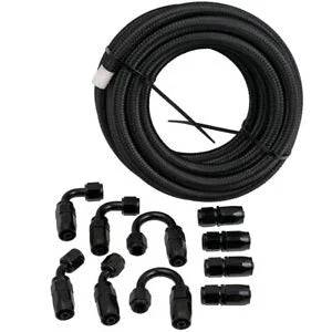 O'Reilly Auto Parts – 20FT AN6 Stainless Steel Braided Fuel Line 10 Fitting Hose End Bundle Swivel Black