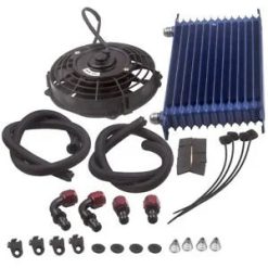 O'Reilly Auto Parts – AN10 13 Row Engine Trust Oil Cooler + 7" Electric Fan Bundle Blue for Universal