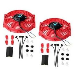 O'Reilly Auto Parts – 2PCS 10" Red Slim Fan Push Pull Electric Radiator Cooling 12V Universal Bundle