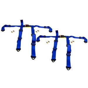 O'Reilly Auto Parts – Pair Universal 4 Point Buckle Racing Seat Belt Safety Harness w/ Buckle Blue