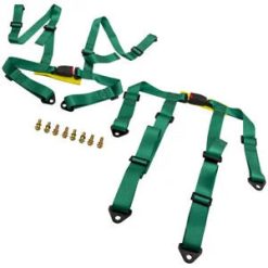 O'Reilly Auto Parts – Pair Universal 4 Point Buckle Racing Seat Belt Safety Harness w/ Buckle Green