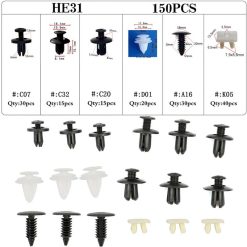 O'Reilly Auto Parts – Car Push Pin Rivet Trim Clip Panel Retainer Bundle for Honda -150 Pcs
