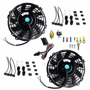O'Reilly Auto Parts – 2X 7" Electric Radiator Cooling Fan+3/8" Probe Ground Thermostat Switch Bundle BK