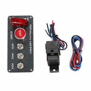 O'Reilly Auto Parts – 12V Carbon Ignition Switch Panel Engine Start Push Button LED Toggle Racing Auto