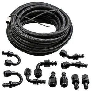 O'Reilly Auto Parts – 20FT AN6 -6AN Nylon Braided OIL FUEL Line+Fittings Hose End Adaptor Bundle Black
