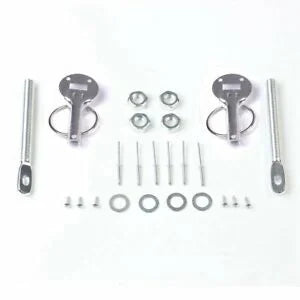 O'Reilly Auto Parts – Siliver Mount Bonnet Hood Pin Lock Latch Bundle Universal Racing Sport Car Alloy