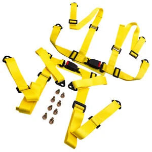 O'Reilly Auto Parts – Pair Universal 4 Point Buckle Racing Seat Belt Safety Harness w/ Buckle Yellow