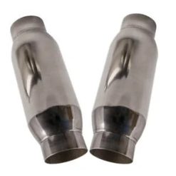 O'Reilly Auto Parts – 2 Universal Round Exhaust Mufflers 11.5in Length 3" Inlet & Outlet Resonator