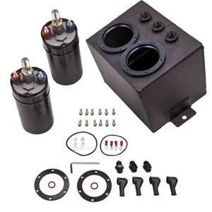 O'Reilly Auto Parts – 3L High Flow Fuel Swirl Surge Pot Tank And 2pcs External 044 Dual Fuel Pump New
