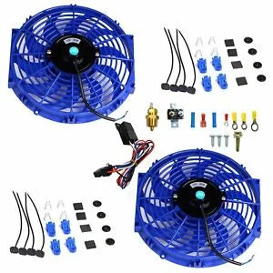 O'Reilly Auto Parts – 2X 12" Electric Radiator Cooling Fan 3/8" Probe Ground Thermostat Switch Bundle BU