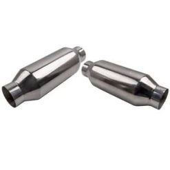 O'Reilly Auto Parts – Pair of 2.5 inch Inlet Outlet Exhaust Muffler Round Stainless Steel Universal